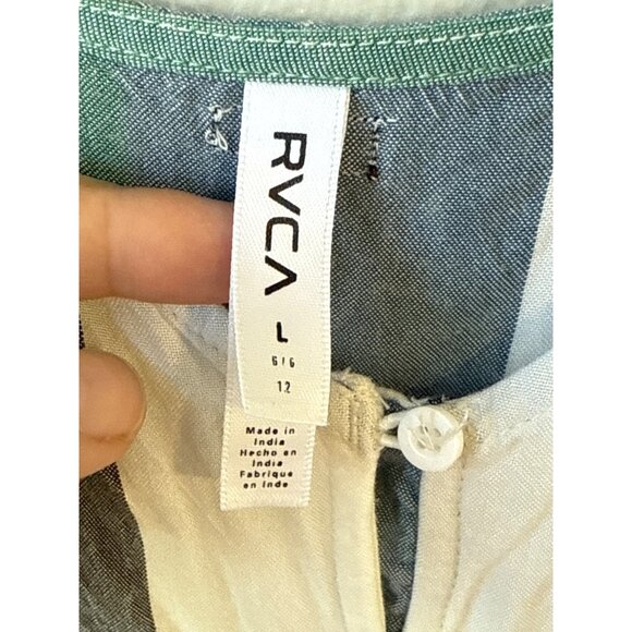 RVCA Womens Striped Sleeveless Maxi One Piece Jumper With Button Closure Size Lg - Picture 3 of 9
